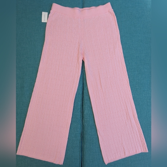 NWT Pink, Soft & Cozy Cable Knit, Wide Leg Charter Club Sugar Rush Pants, Large - Picture 2 of 10